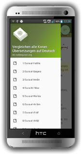 Vergleiche Koran Übersetzungen v2.0.noblequran.org Android App